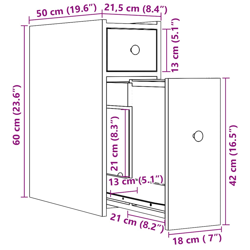 Narrow Bathroom Cupboard with Wheels Old Wood Engineered Wood