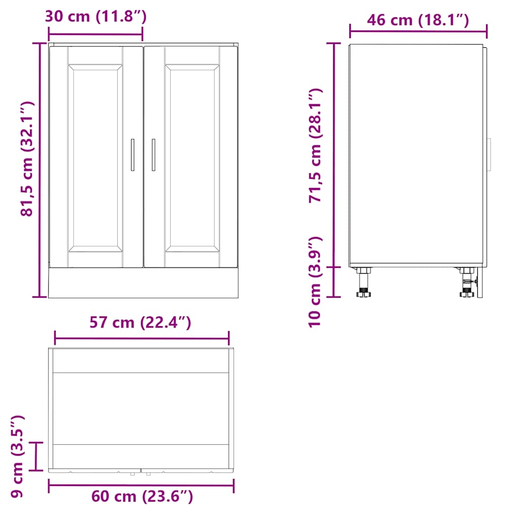 Kitchen Base Cabinet Porto White Engineered Wood