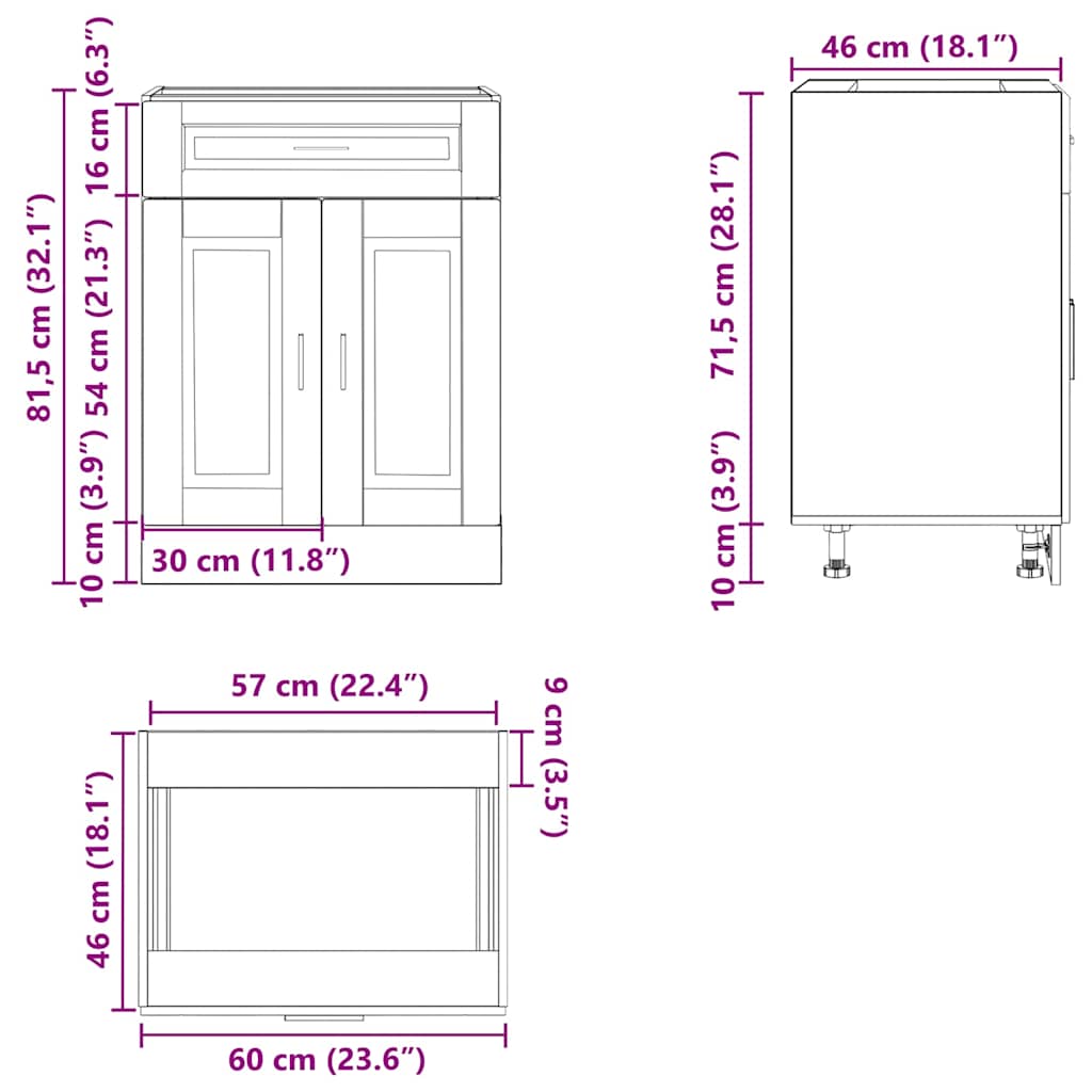 Kitchen Base Cabinet Porto White Engineered Wood