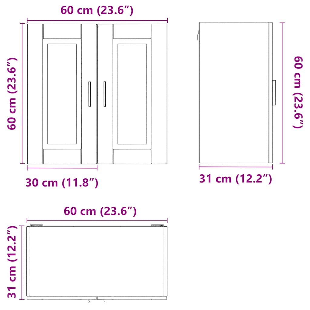 Kitchen Wall Cabinet Porto Grey Sonoma Engineered Wood