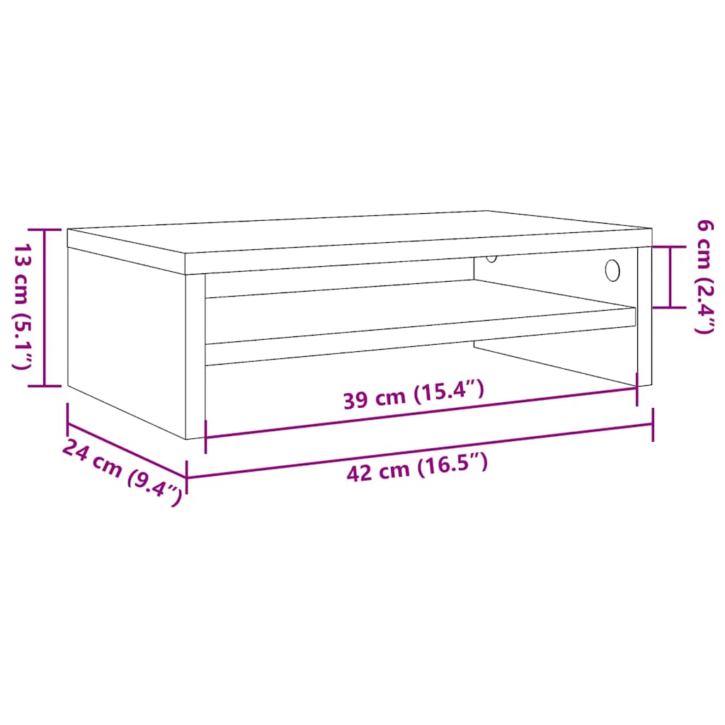 Monitor Stand Old Wood 42x24x13 cm Engineered Wood