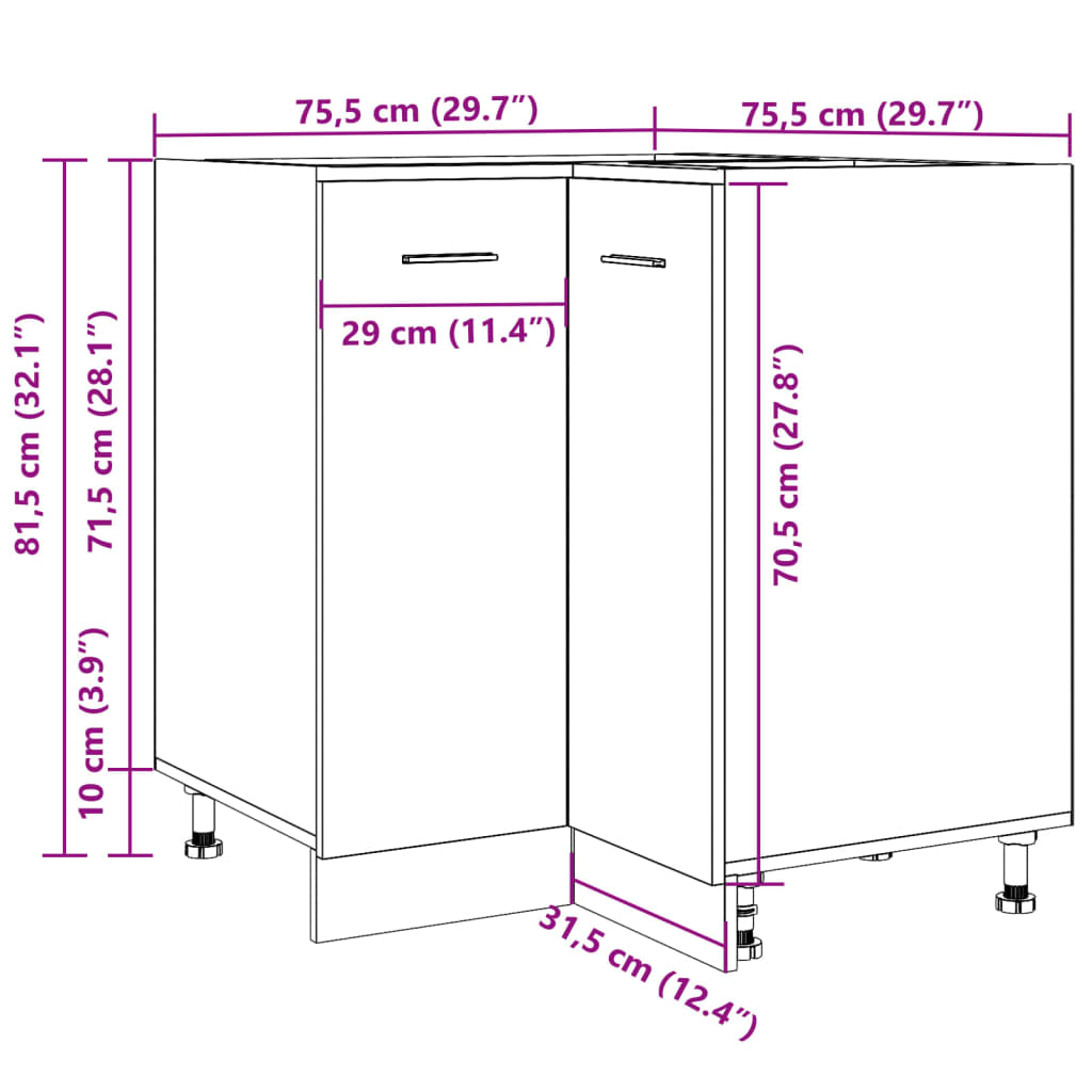 Kitchen Cabinet Lyon Old Wood 75.5x75.5x81.5 cm Engineered Wood