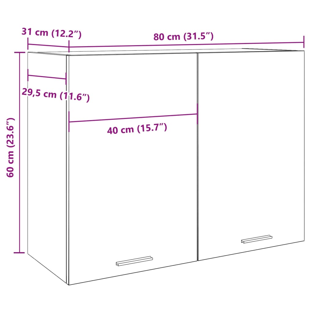 Modern Wooden Wall Mounted 2 Door Kitchen Storage Cabinet Unit