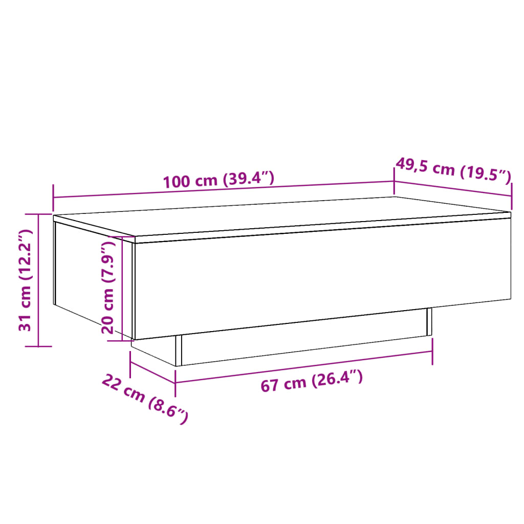 Coffee Table Old Wood 100x49.5x31 cm Engineered Wood