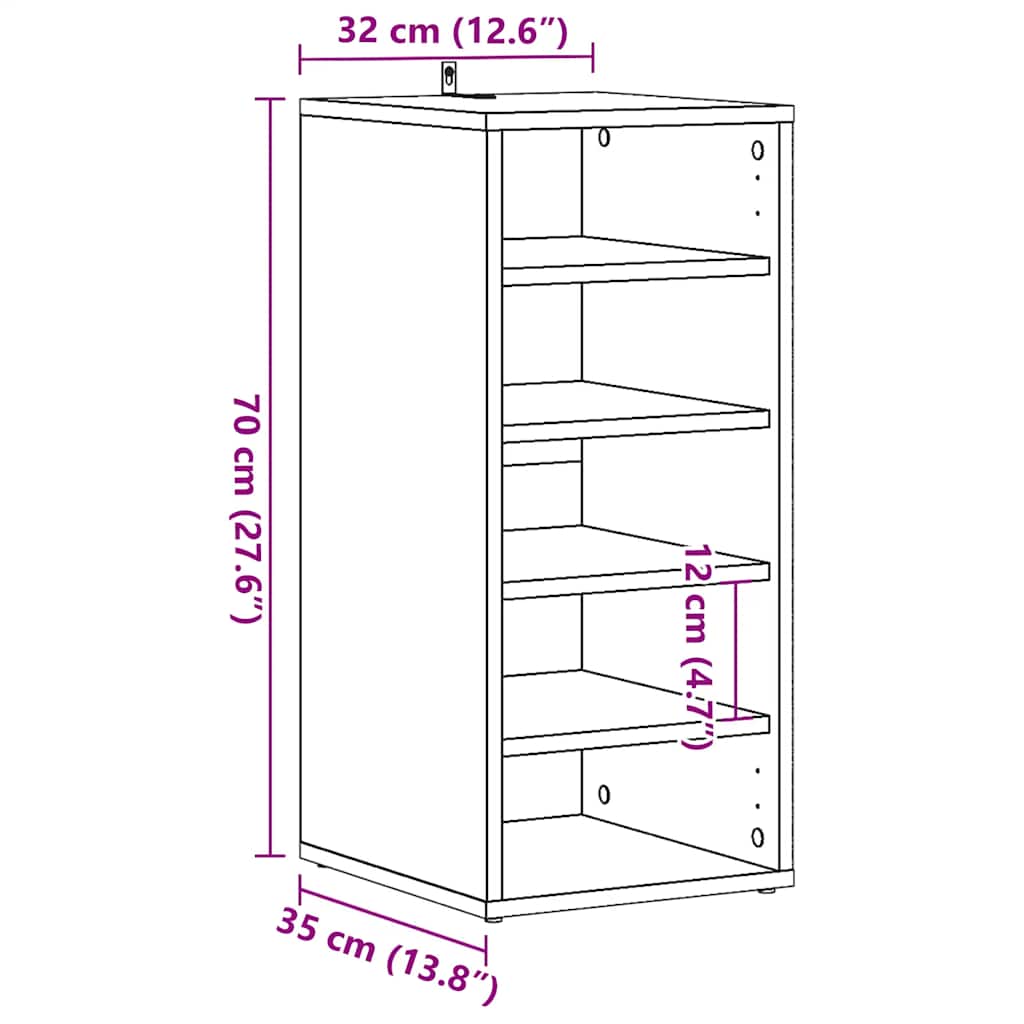 Shoe Cabinets 2 pcs Artisan Oak 32x35x70 cm Engineered Wood