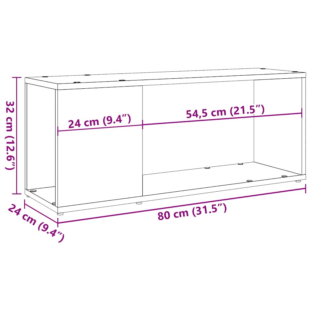 TV Cabinet Artisan Oak 80x24x32cm Engineered Wood