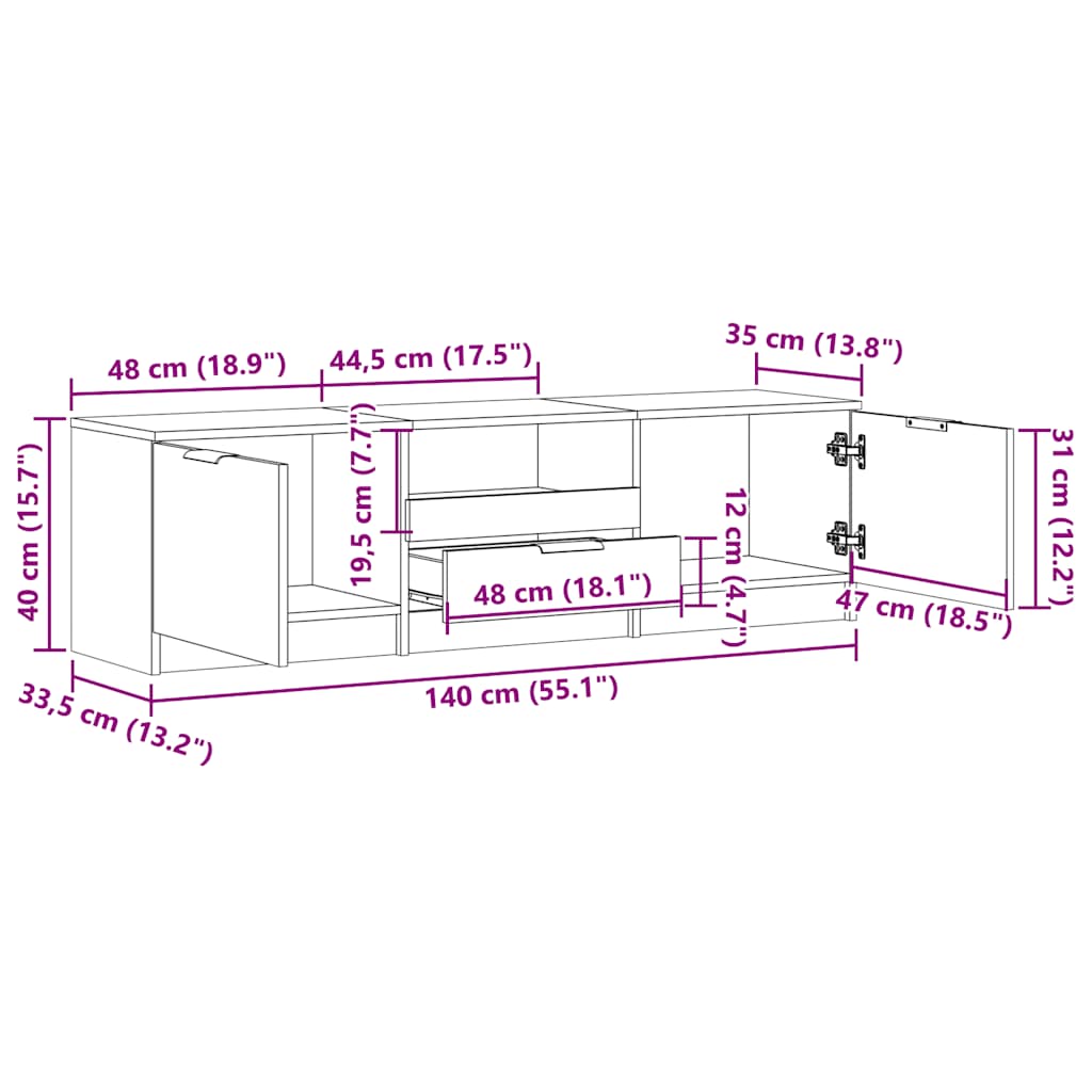 TV Cabinet Artisan Oak 150x33.5x45 cm Engineered Wood