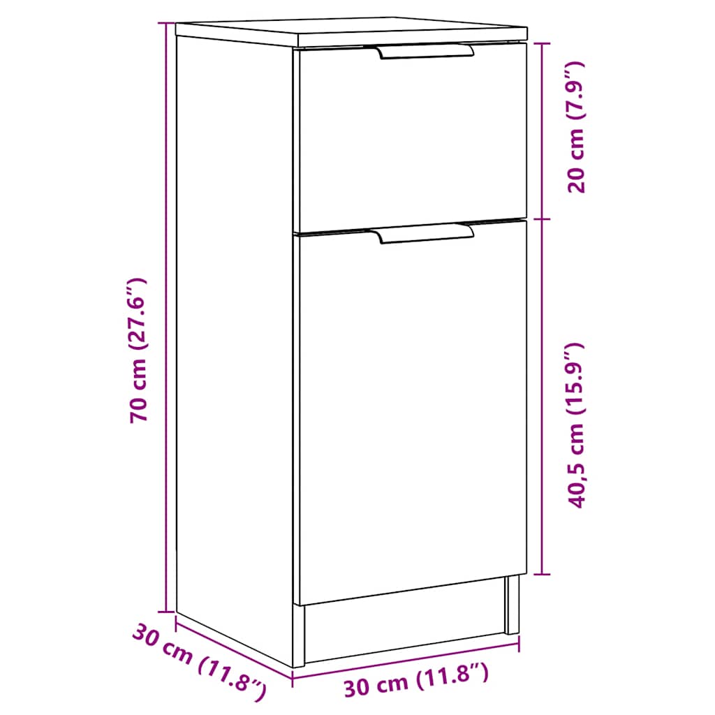 Sideboards 2 pcs Old Wood 30x30x70 cm Engineered Wood
