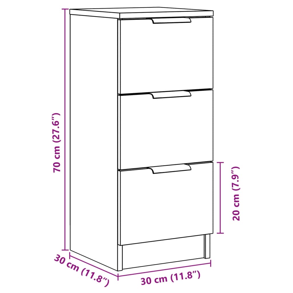 Sideboards 2 pcs Artisan Oak 30x30x70 cm Engineered Wood