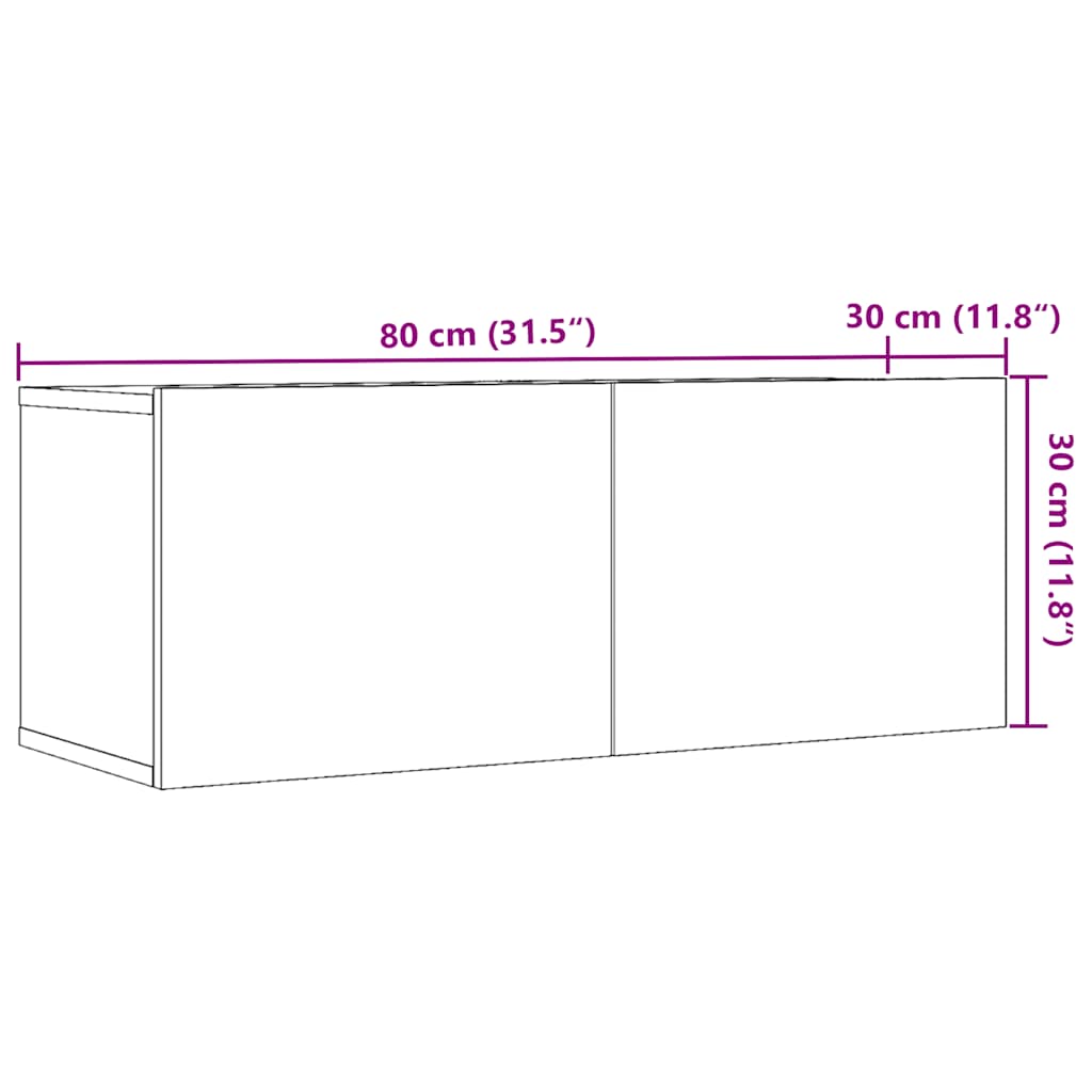 TV Cabinets Wall-mounted 2 pcs Artisian Oak 80x30x30 cm