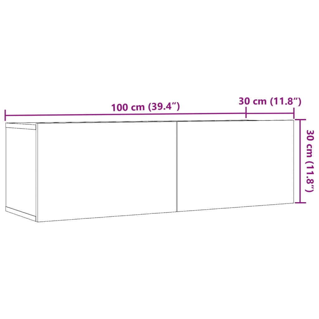 TV Cabinets Wall-mounted 2 pcs Artisian Oak 100x30x30 cm