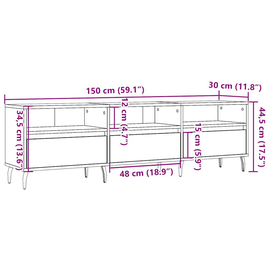 TV Cabinet Artisan Oak 150x30x44.5 cm Engineered Wood