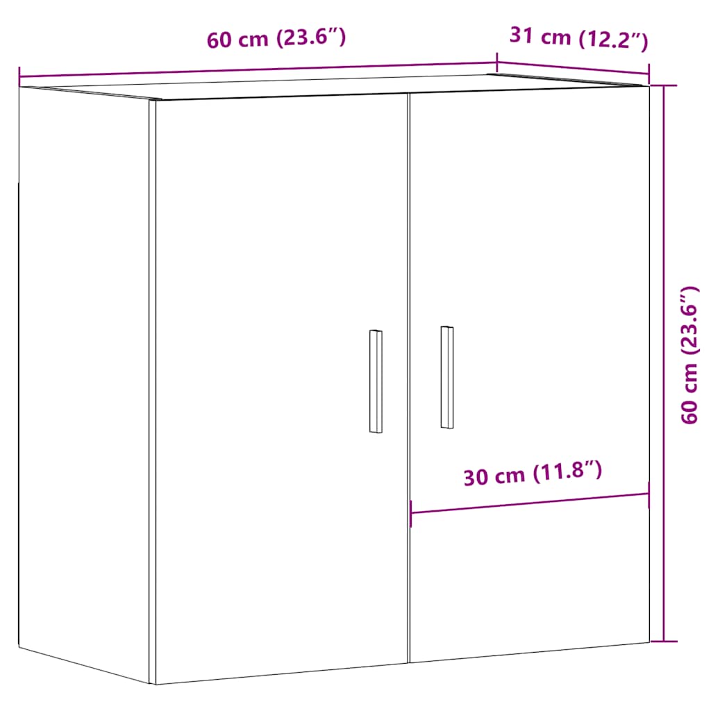 Wall Cabinet Old Wood 60x31x60 cm Engineered Wood