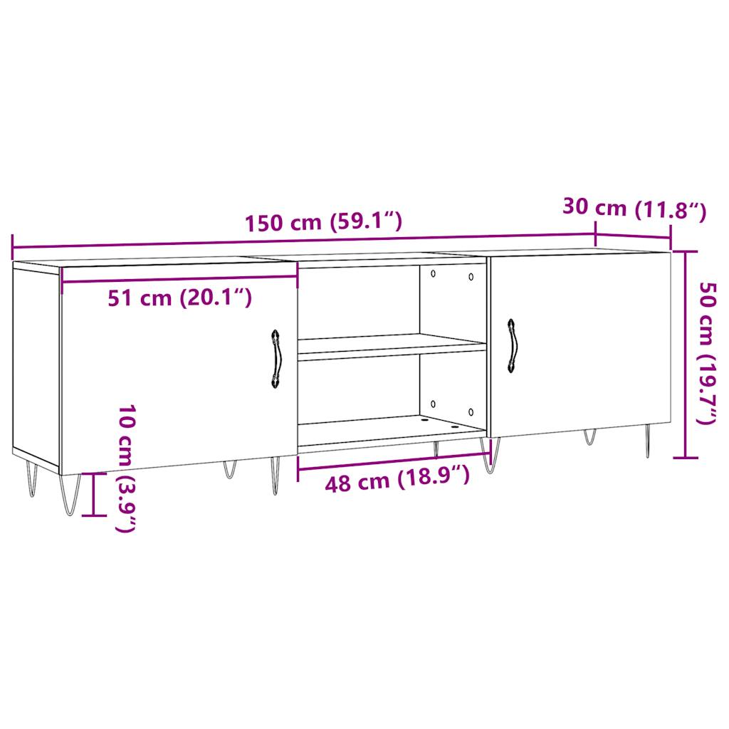 TV Cabinet Artisan Oak 150x30x50 cm Engineered Wood