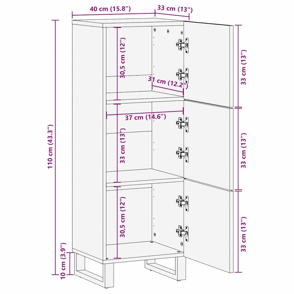 Highboard Walnut Wood with Shelf Other with Storage with Door Brown Medium
