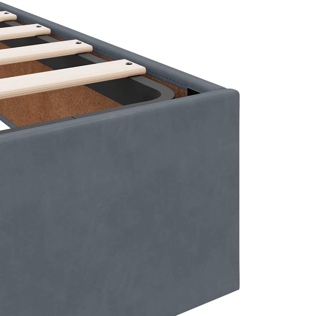 Ottoman Bed Frame No Mattress Dark Grey Single Velvet