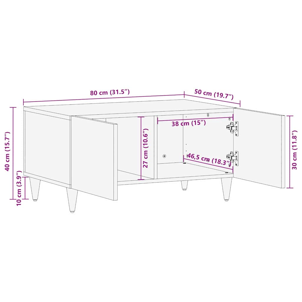 Coffee Table Honey brown 80 x 50 x 40 cm Solid mango wood