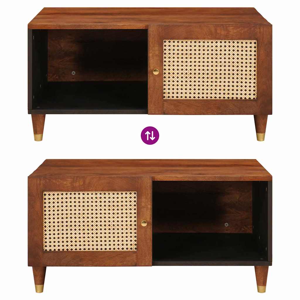 Coffee Tables Brown 80 x 50 x 40 cm Cane and solid mango wood