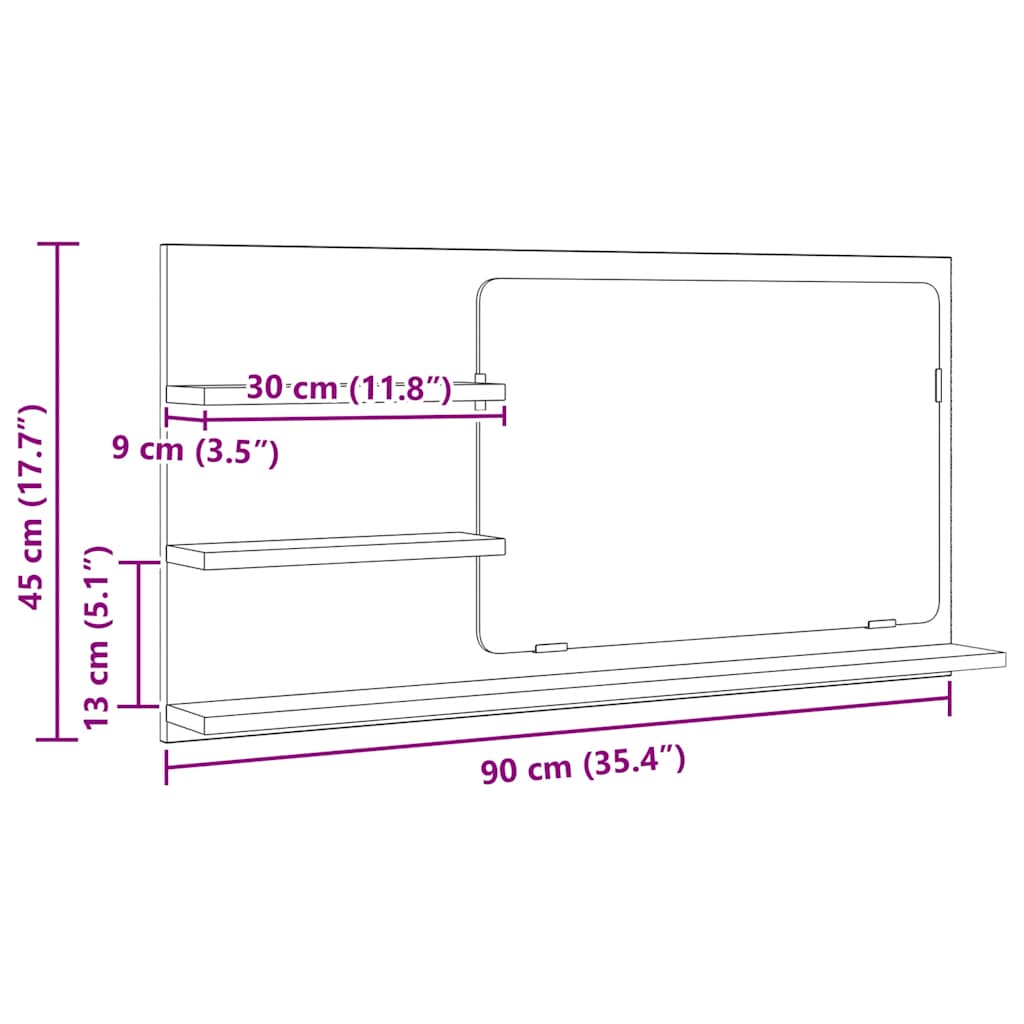 Bathroom Mirror Cabinet Artisan Oak 90x11x45 cm Engineered Wood