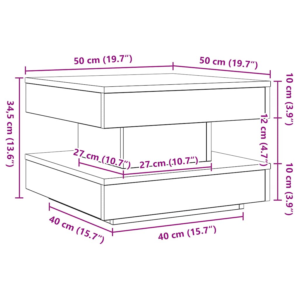 Coffee Table 360-Degree Rotatable White 50x50x34.5 cm