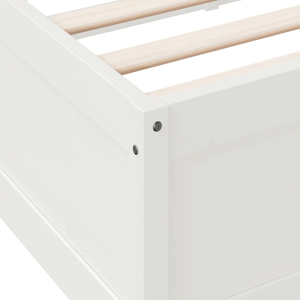 Bookcase Bed without Mattress White 200x200cm Solid Wood Pine