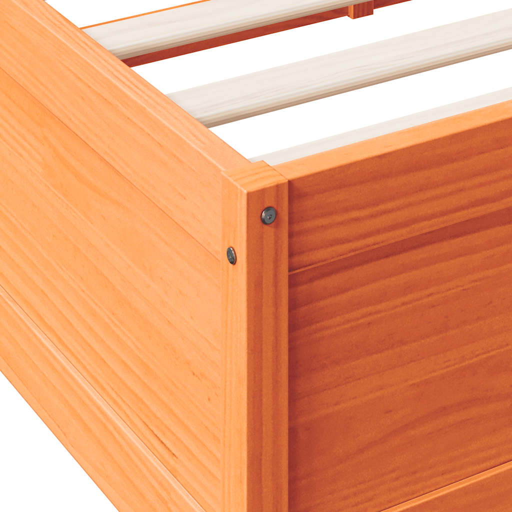 Bookcase Bed without Mattress Wax Brown 140x190cm Solid Wood Pine