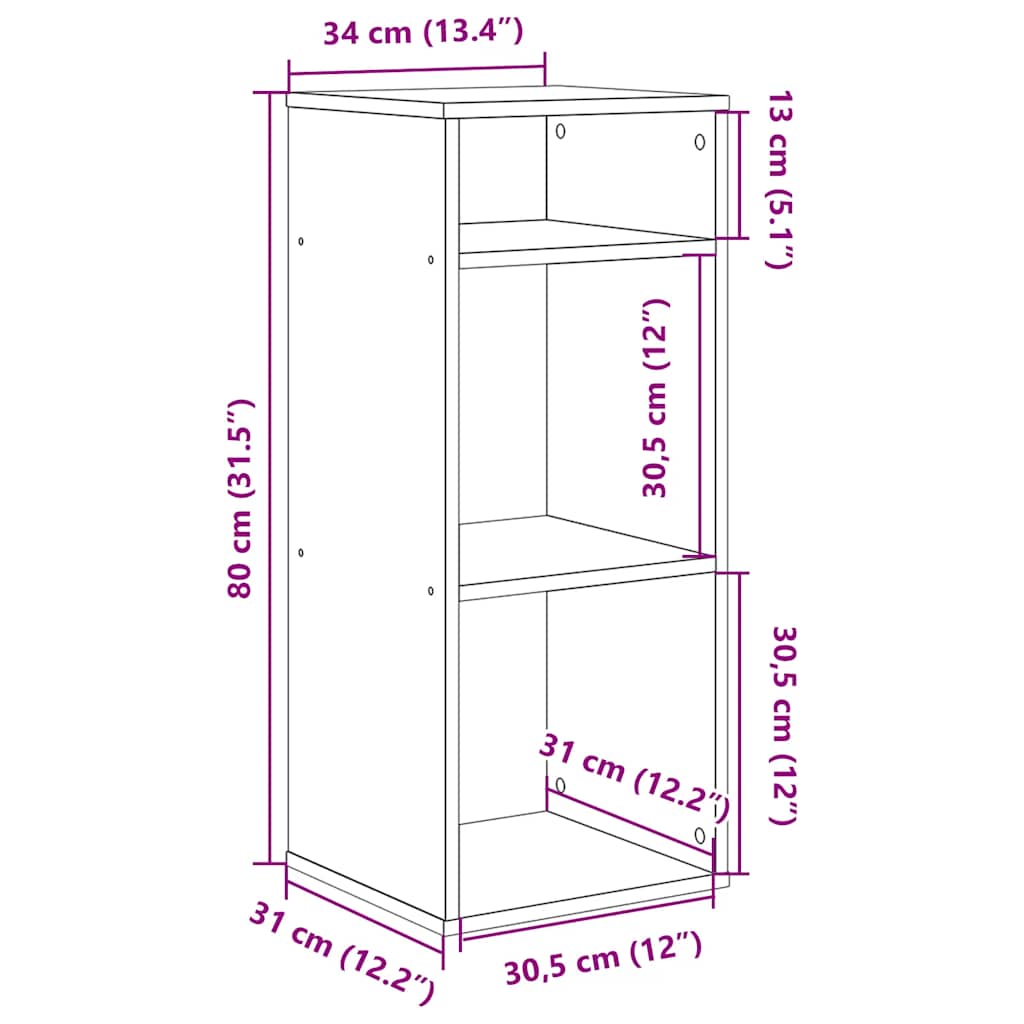 Book Cabinet Artisan Oak 34x31x80 cm Engineered Wood
