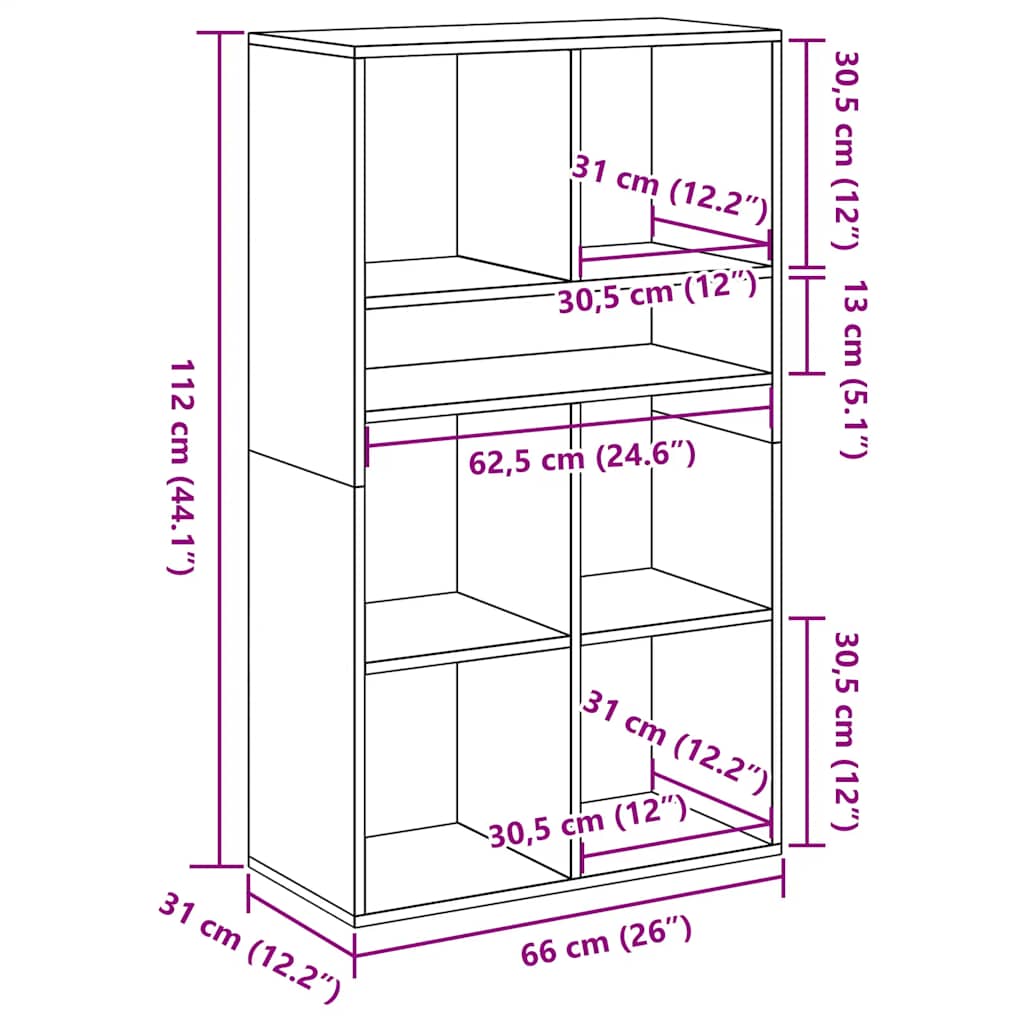 Book Cabinet Concrete Grey 66x31x112 cm Engineered Wood