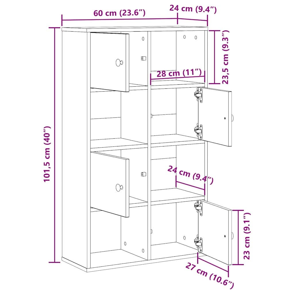 Bookcase Artisan Oak 60x24x101.5 cm Engineered Wood
