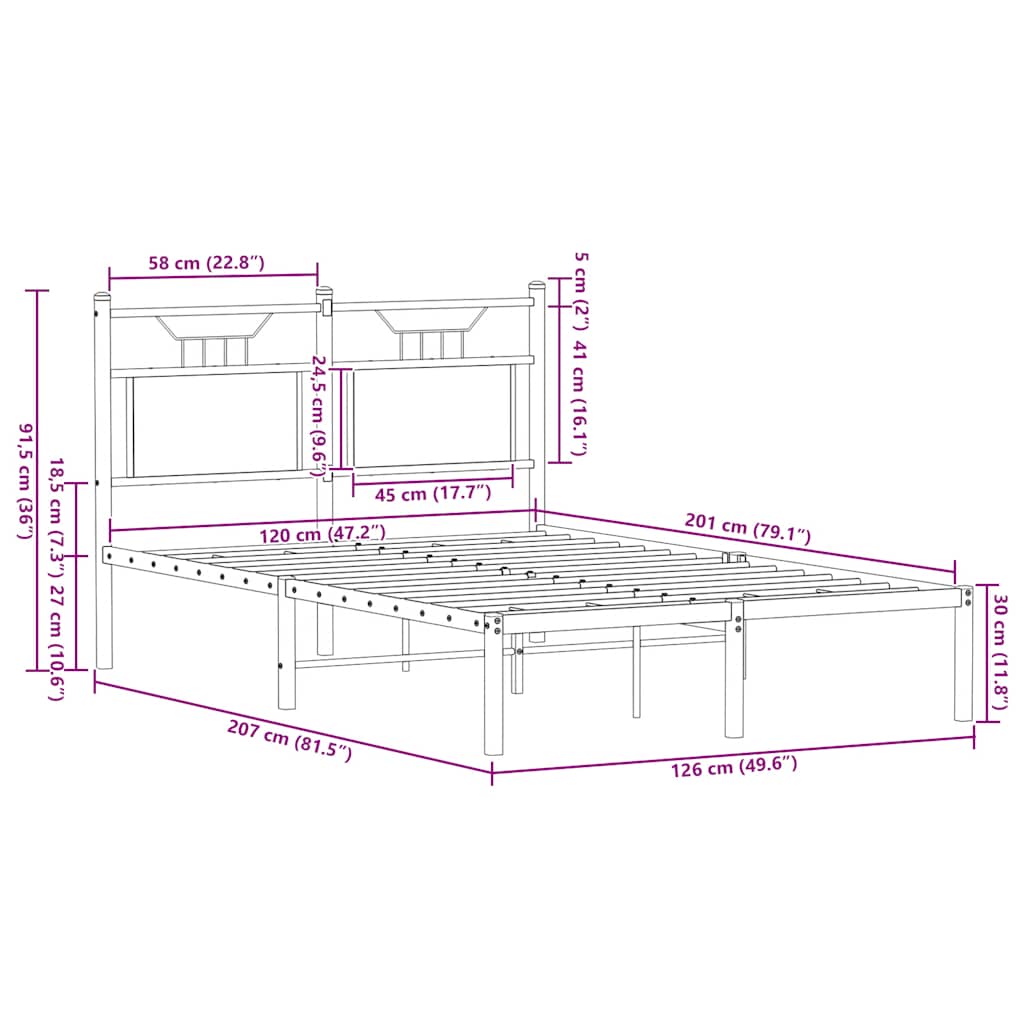 Bed Frame without Mattress Smoked Oak 120x200 cm Engineered Wood