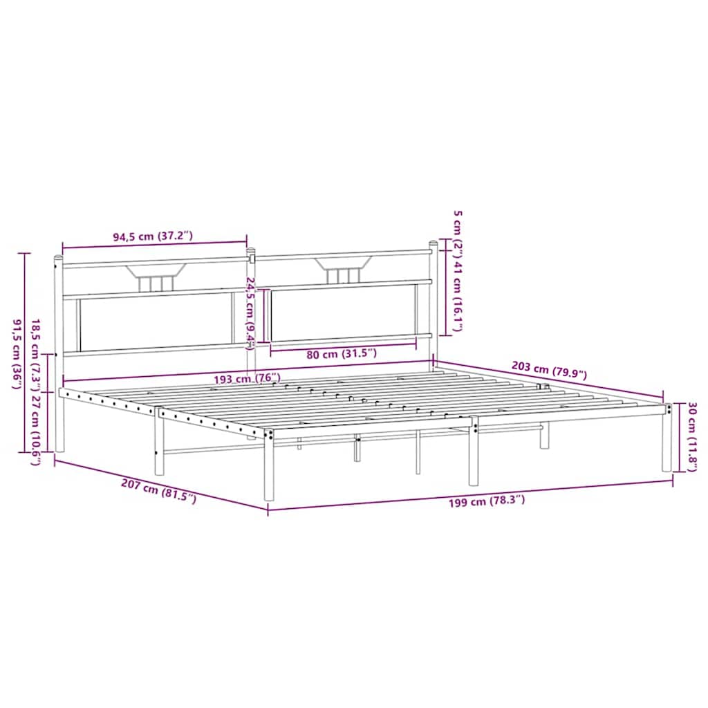Bed Frame without Mattress Sonoma Oak 193x203 cm Engineered Wood