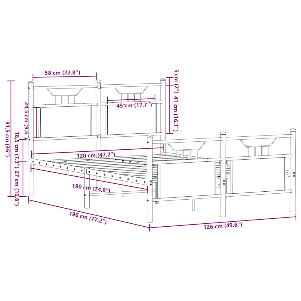 Bed Frame without Mattress Sonoma Oak 137x190 cm Engineered Wood