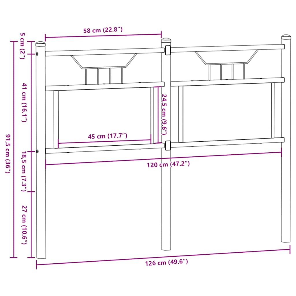 Headboard Brown Oak 120 cm Engineered Wood and Steel