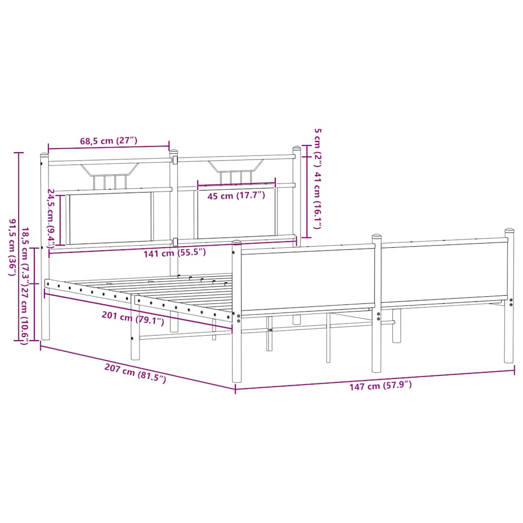 Bed Frame without Mattress Smoked Oak 140x200 cm Engineered Wood
