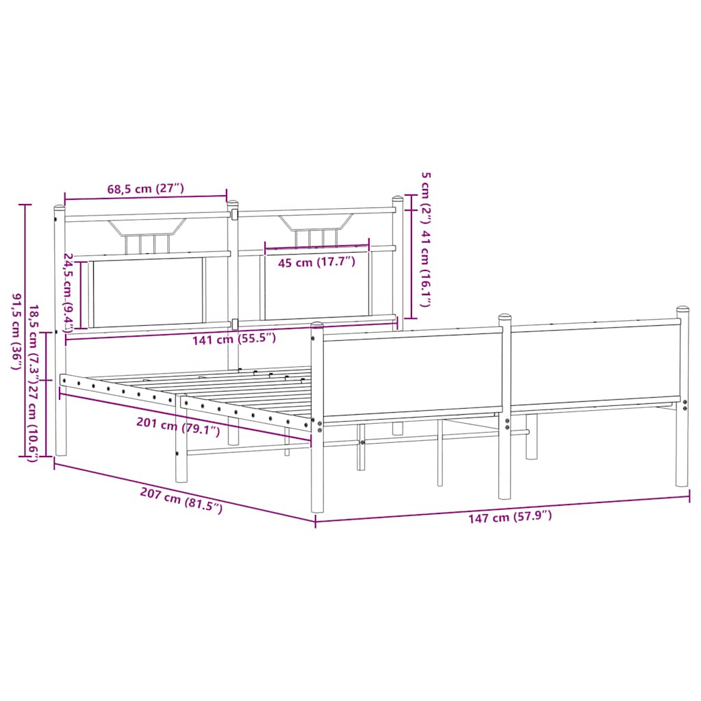 Bed Frame without Mattress Brown Oak 140x200 cm Engineered Wood