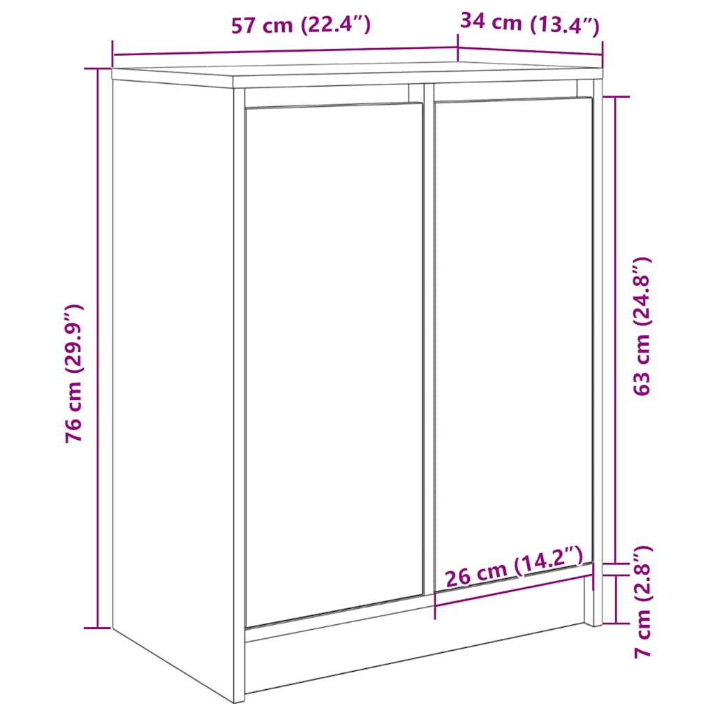 Shoe Cabinet Brown Oak 57x34x76 cm Engineered Wood