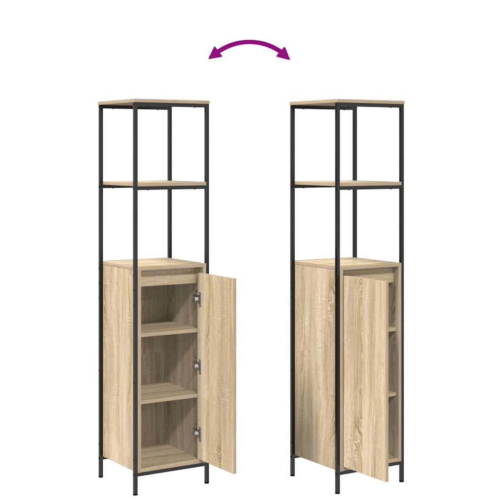 Bathroom Furniture Set with Drawer 3 pcs Sonoma oak and Black
