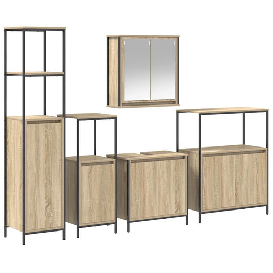 5-Piece Bathroom Furniture Set in Sonoma Oak Engineered Wood