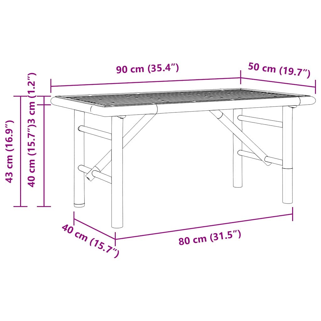 Coffee Table 90x50x43 cm Bamboo
