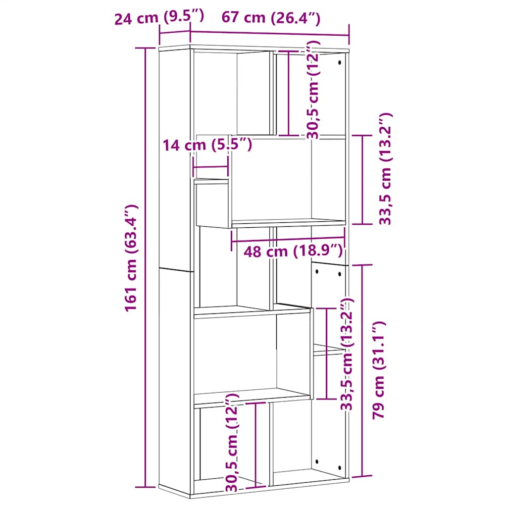 Modern Wooden Tall Open Bookcase Book Storage Cabinet Shelving Storage Display