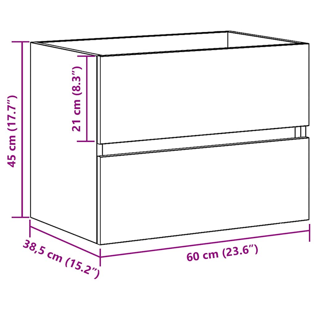 Sink Cabinet Black Oak 60x38,5x45 cm Engineered Wood