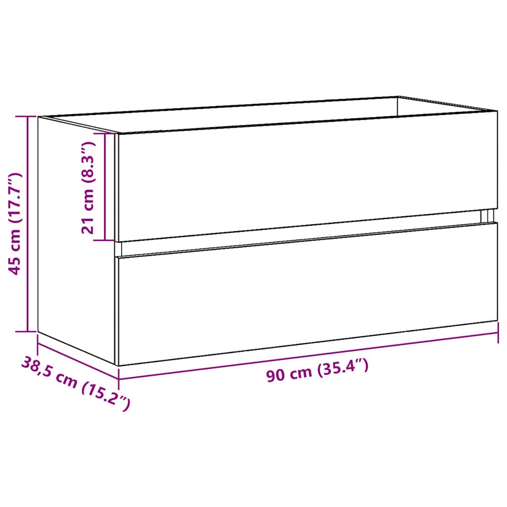 Sink Cabinet Black Oak 90x38,5x45 cm Engineered Wood