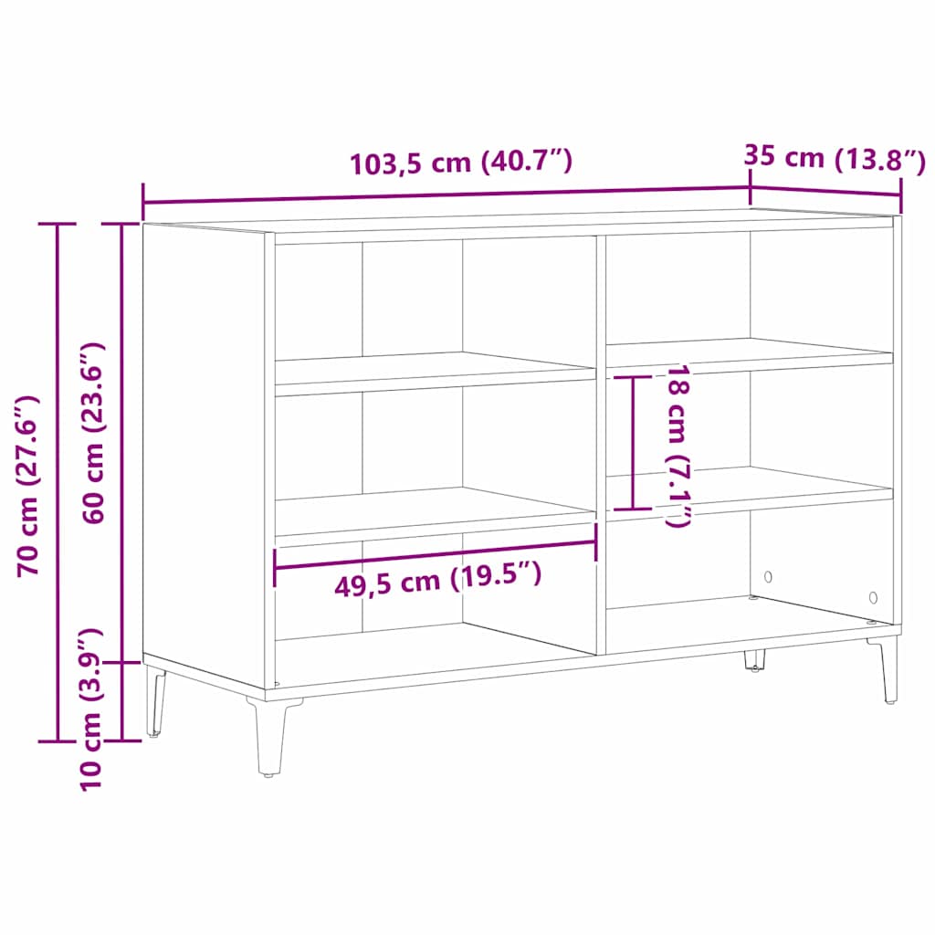 Sideboard Black 103.5 x 35 x 70 cm Engineered wood