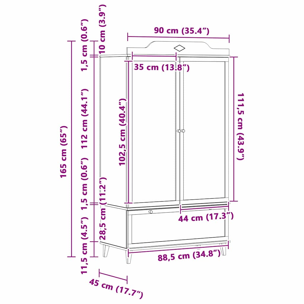 Chalkboard Wardrobe with Drawer with Door White Engineered wood