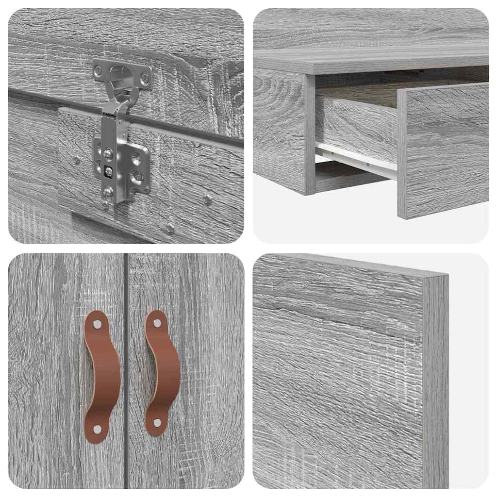 Storage Bed Frame Grey Sonoma 90x200 cm