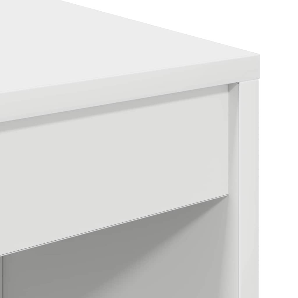Desk with Storage White Engineered Wood