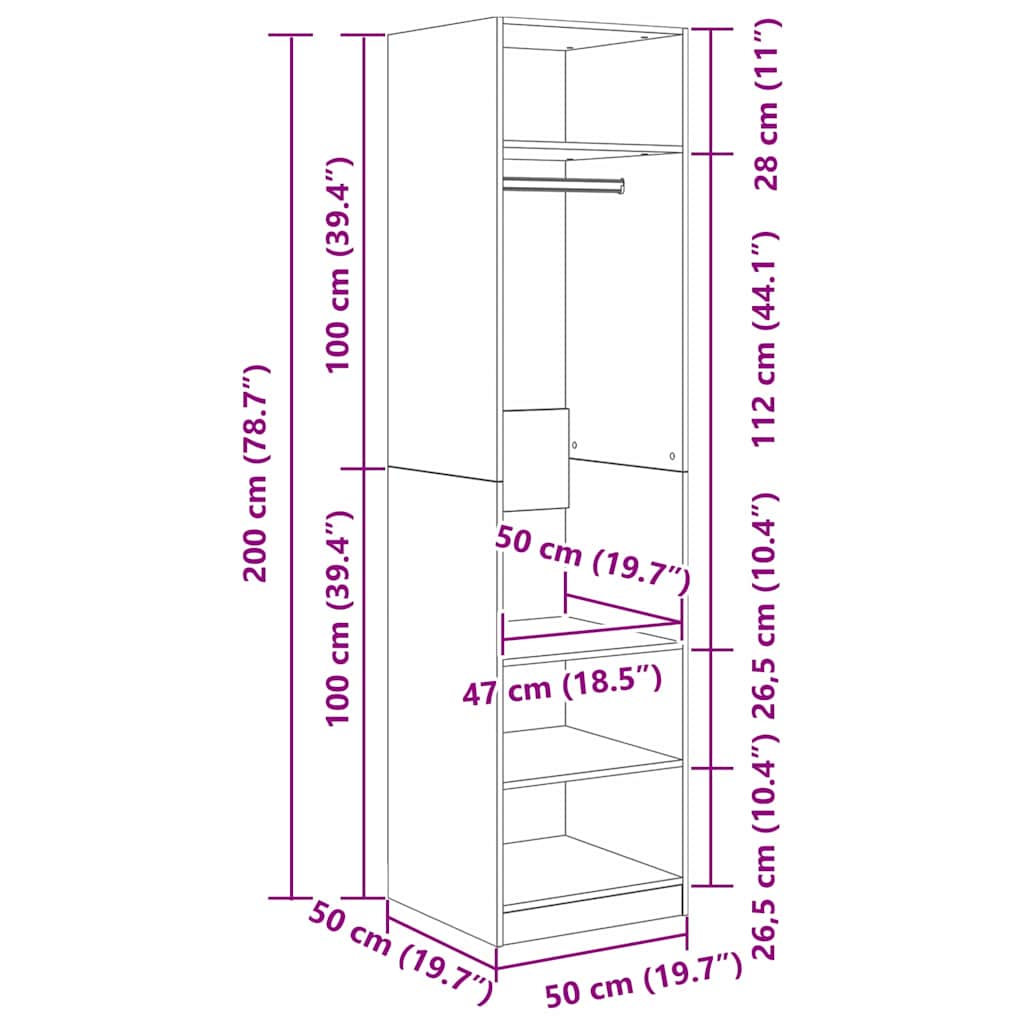 Wardrobe with Shelf with Storage Artisan oak Engineered wood
