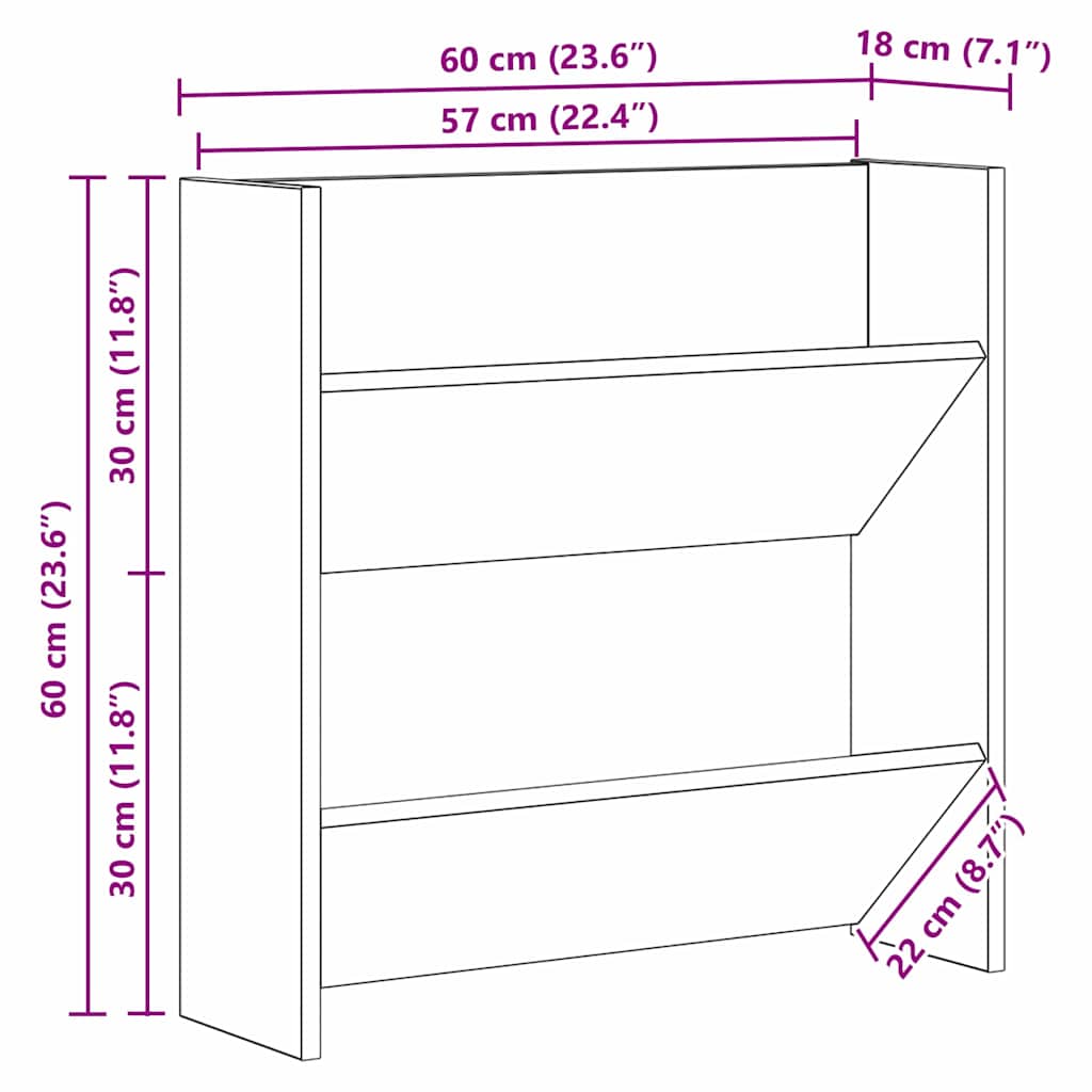 Wall Shoe Cabinet with Shelf Other Black oak Engineered wood