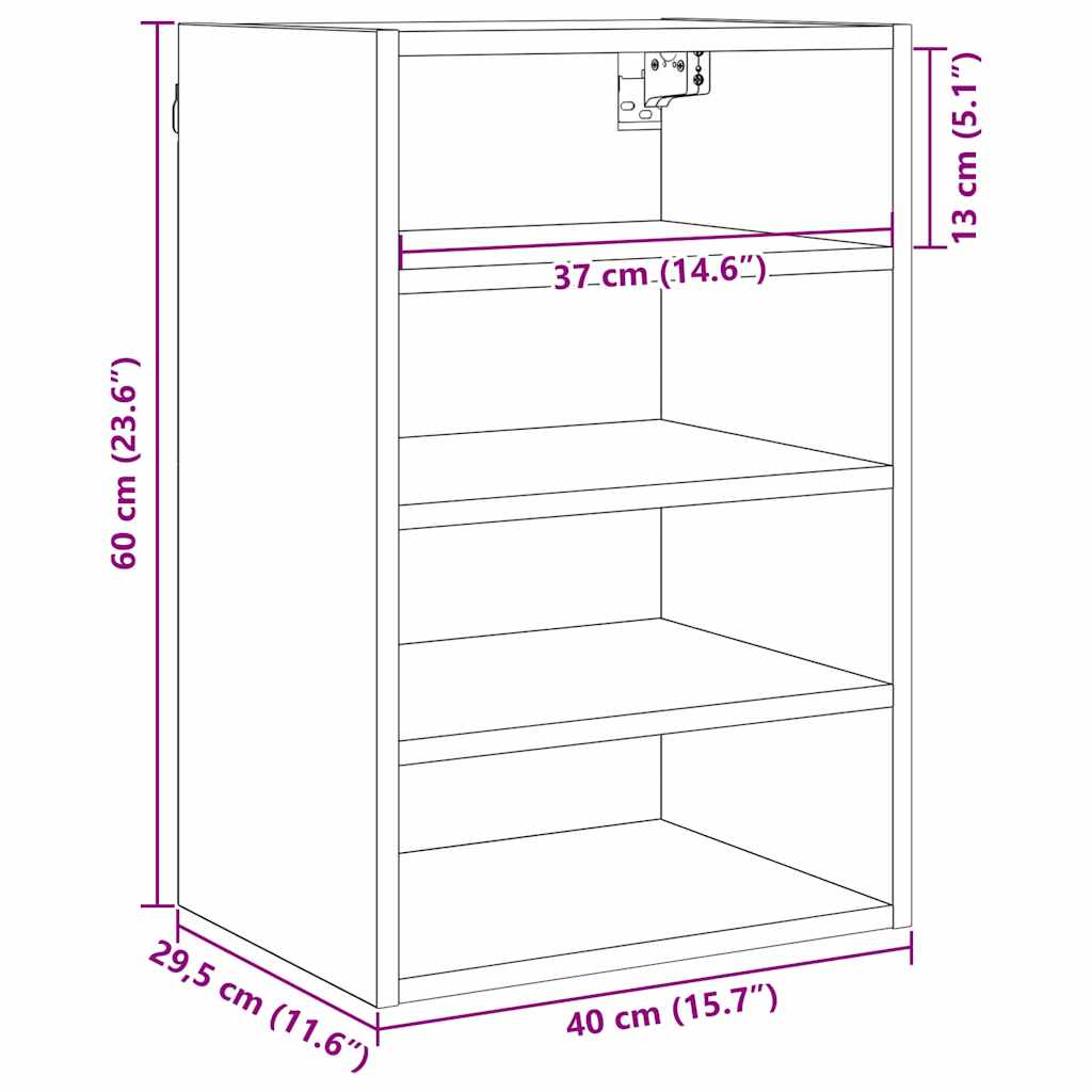 Hanging Cabinet with Shelf Riga Black oak 40 x 29.5 x 60 cm