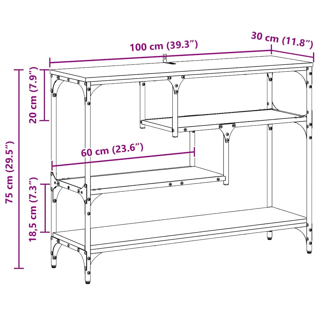 Console Table Black oak 100 x 30 x 75 cm Engineered wood
